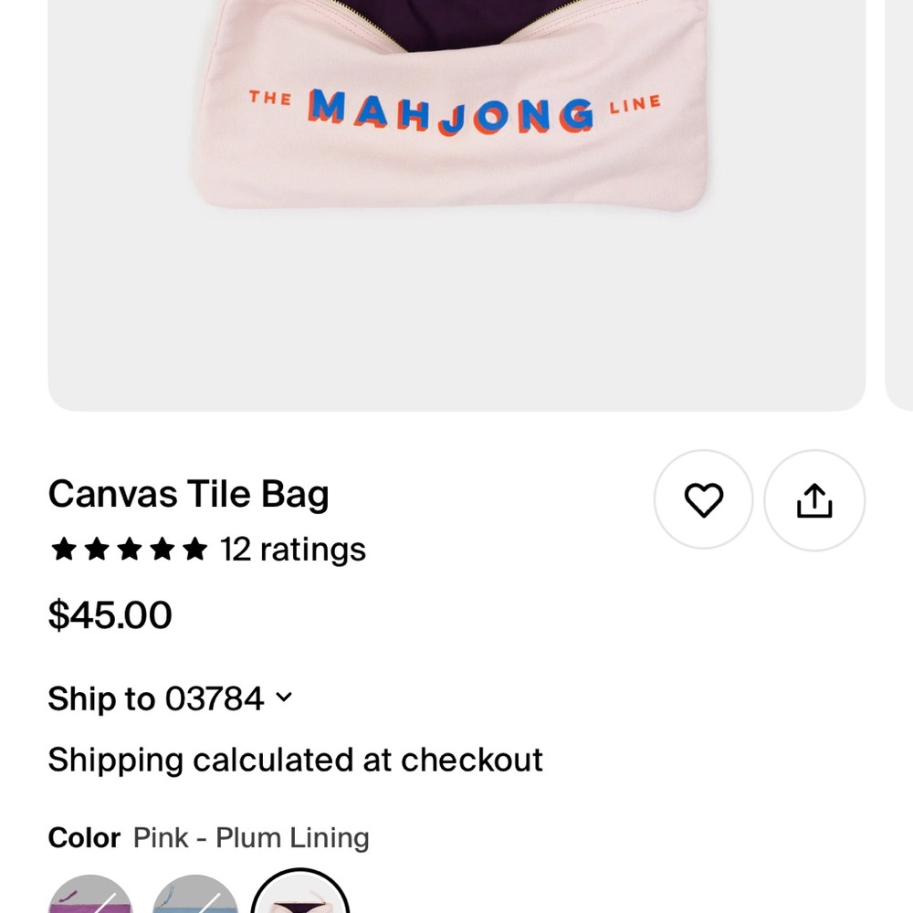 Pink and Purple Canvas Tile Bag with Mahjong Design. Never been used,